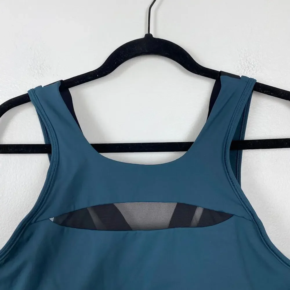 Lululemon Run The Day Bra Submarine Black Nulux Deep V Back Mesh Panel Size 10‎ - Picture 4 of 9